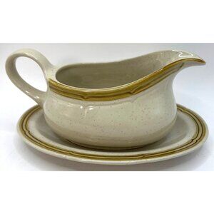 Vtg Crown Manor Gravy Boat W/ Tray Hand Painted
